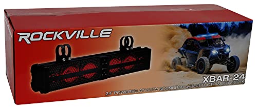 Rockville XBAR-24 24" ATV/UTV Soundbar Bluetooth Speaker System w LED + Wire Kit, Black