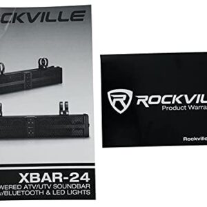 Rockville XBAR-24 24" ATV/UTV Soundbar Bluetooth Speaker System w LED + Wire Kit, Black