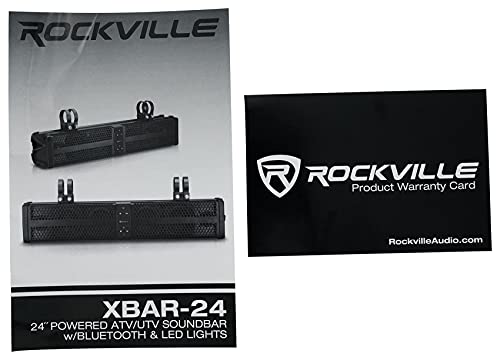 Rockville XBAR-24 24" ATV/UTV Soundbar Bluetooth Speaker System w LED + Wire Kit, Black