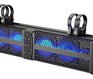 Rockville XBAR-24 24" ATV/UTV Soundbar Bluetooth Speaker System w LED + Wire Kit, Black