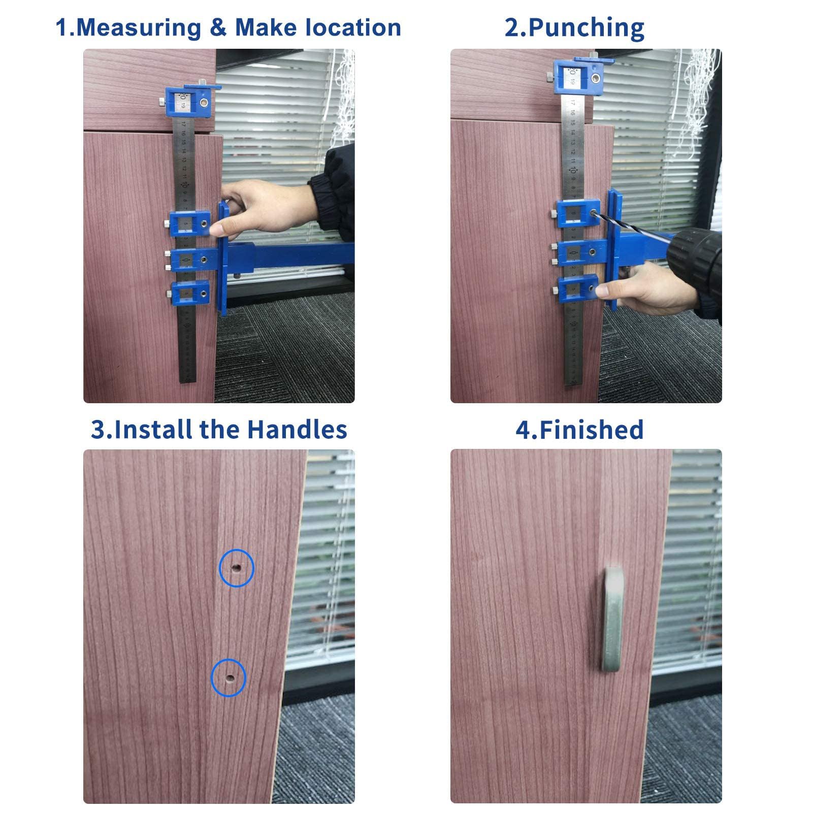 SYITCUN Cabinet Hardware Jig,Cabinet Handle Template Tool of Door Drawer Handle and Pulls,Cabinet Knob Template Tool,Drawer Pull Jig,Cabinet Hardware Template Tool Set with Storage Bag