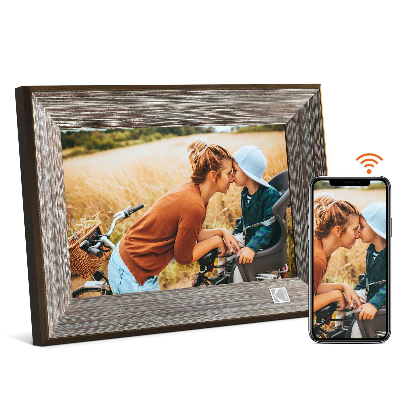 KODAK WiFi Digital Picture Frame, 10.1 Inch 1280 * 800 Resolution Touch Screen with 32GB Storage,Effortless to Set up,Share Video and Photos via E-Mail or App-Gift for Friends and Family (Grey Wood)