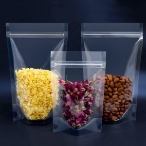 100 Pcs Resealable Bags,3.9" x 5.9"Clear Stand Up Food Bags,Zip Lock Food Storage Bags for Packaging Products,Herbs,Snack,Tea,Spices,Pet Food and Soaps