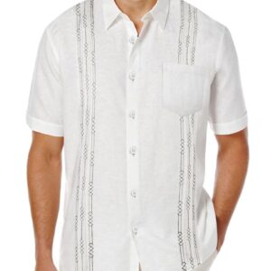 COOFANDY Men Linen Beach Shirt Casual Button Down Dress Shirt Summer Hawaiian Shirts White