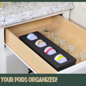 Polar Whale 4 Cocktail Capsule Drawer Organizers Tray Insert Compatible with Keurig DrinkWorks Pods for Kitchen Home Bar Party Waterproof Washable Black Foam 4 Compartment 4.5 x 11.75 Inches