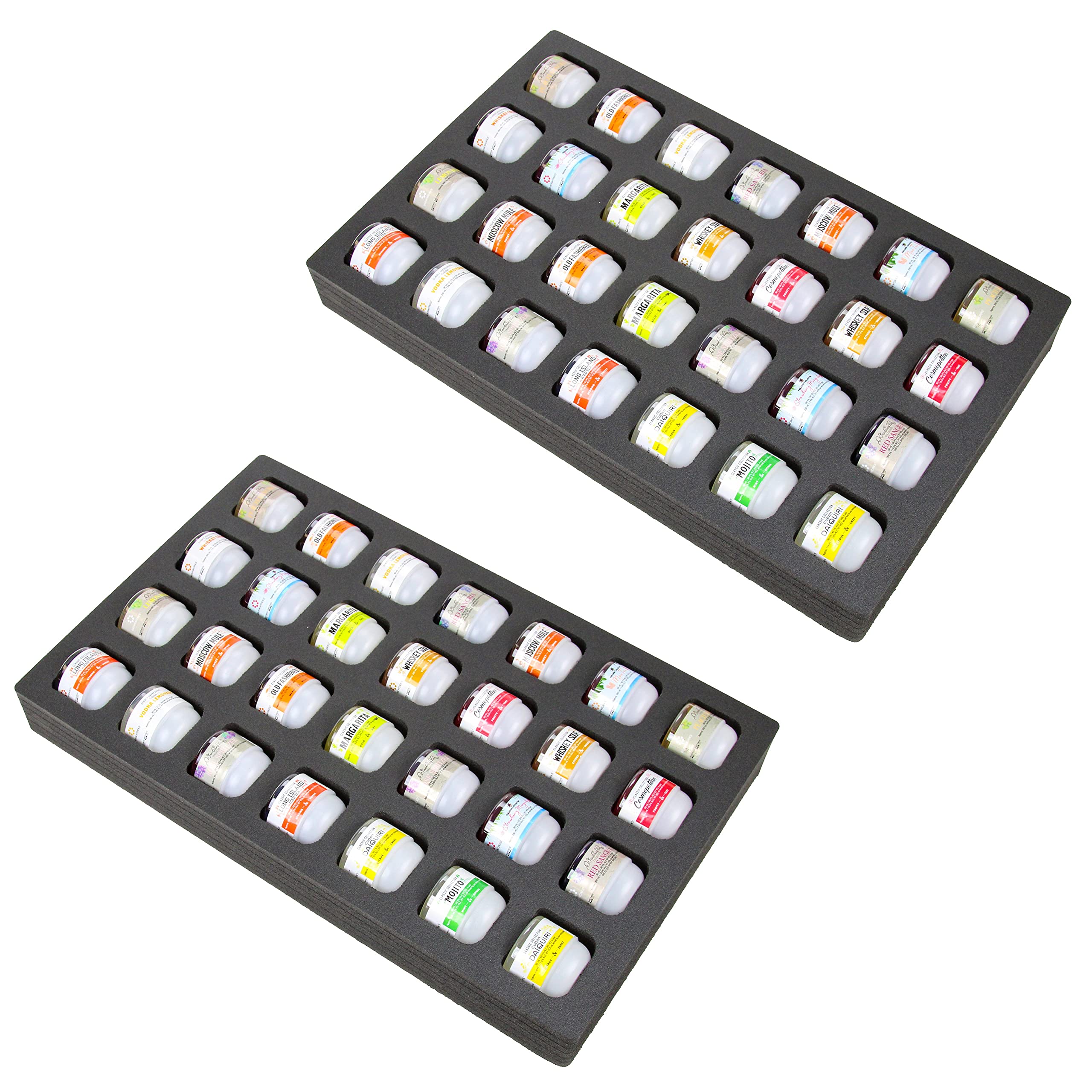 Polar Whale 2 Cocktail Capsule Drawer Organizers Tray Insert Compatible with Keurig DrinkWorks Pods for Kitchen Home Bar Party Waterproof Washable Black Foam 28 Compartment 12.75 x 20.25 Inches