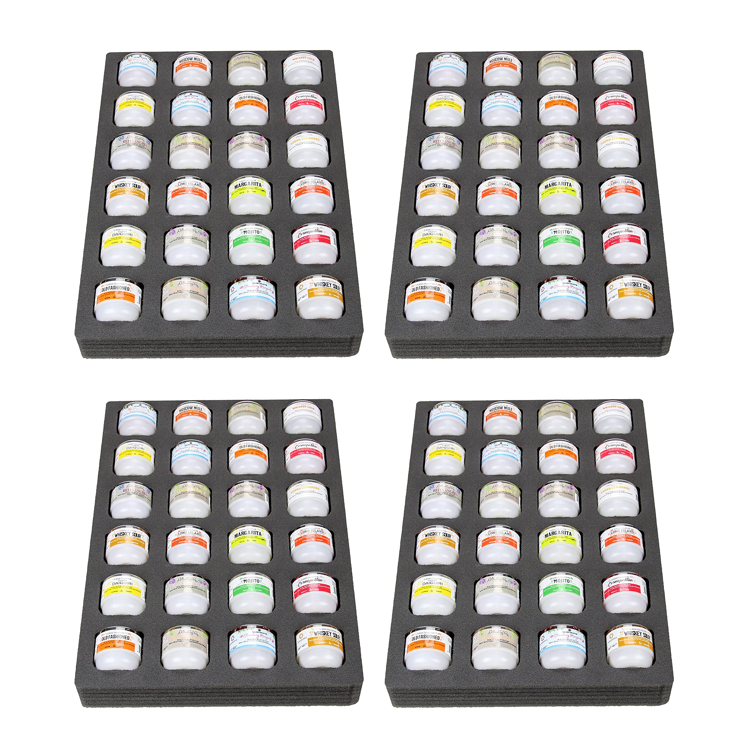 Polar Whale 4 Cocktail Capsule Drawer Organizers Tray Insert Compatible with Keurig DrinkWorks Pods for Kitchen Home Bar Party Waterproof Washable Black Foam 24 Compartment 12.6 x 17.9 Inches