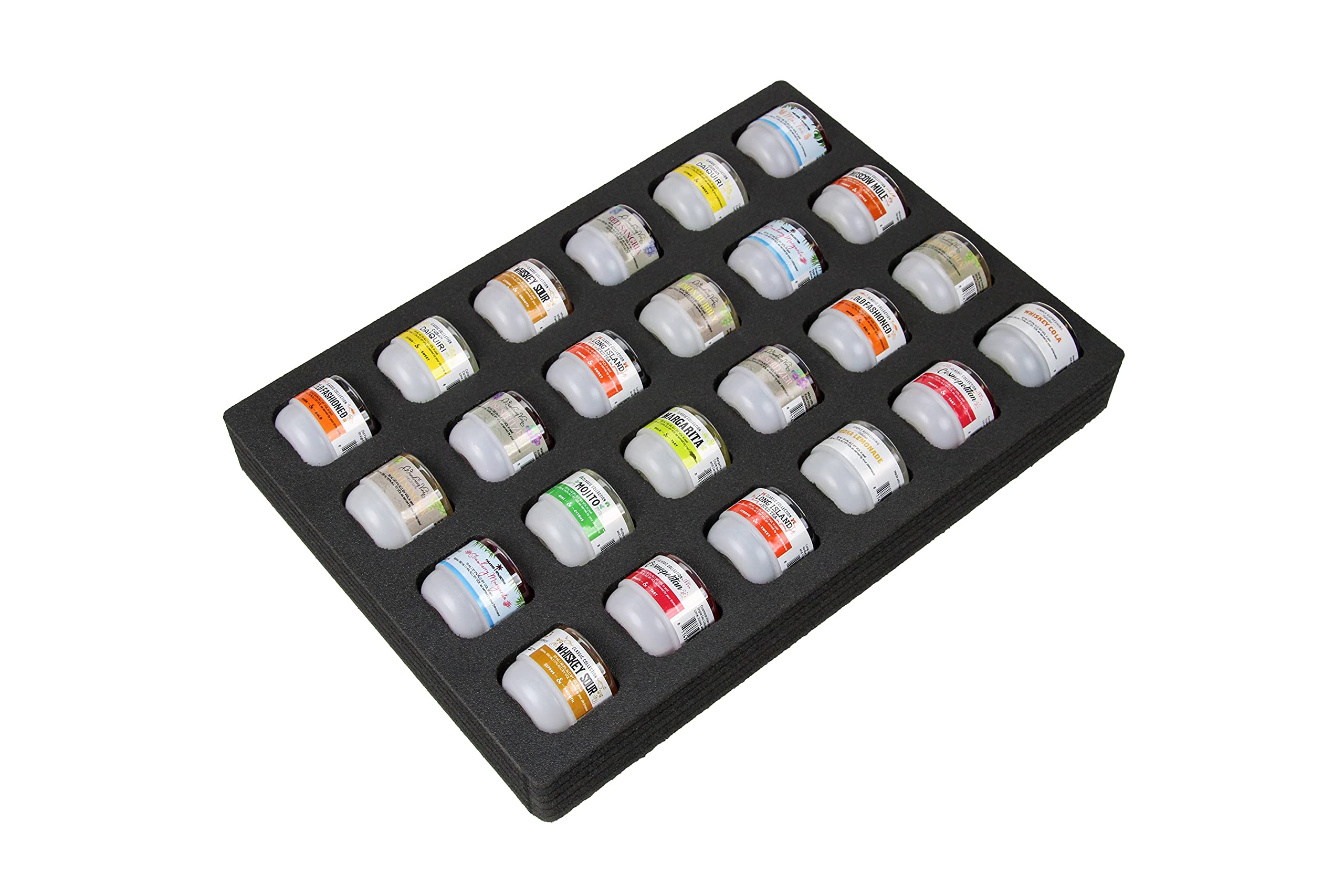 Polar Whale 4 Cocktail Capsule Drawer Organizers Tray Insert Compatible with Keurig DrinkWorks Pods for Kitchen Home Bar Party Waterproof Washable Black Foam 24 Compartment 12.6 x 17.9 Inches