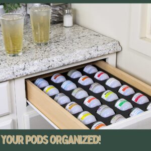 Polar Whale 4 Cocktail Capsule Drawer Organizers Tray Insert Compatible with Keurig DrinkWorks Pods for Kitchen Home Bar Party Waterproof Washable Black Foam 24 Compartment 12.6 x 17.9 Inches