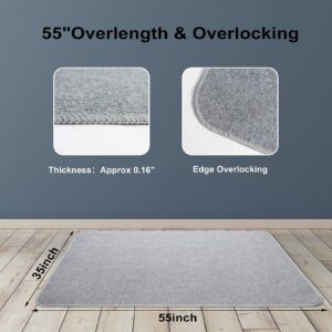 SHIEN Edging Office Chair Mat for Hardwood&Title Floor, 55"x35" Computer Gaming Rolling Chair Mat for Home Office Hardwood Floor, Anti-Slip Low Pile Under Desk Rug, Large Floor Protector (Light Grey)