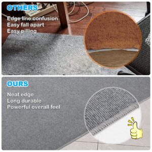 SHIEN Edging Office Chair Mat for Hardwood&Title Floor, 55"x35" Computer Gaming Rolling Chair Mat for Home Office Hardwood Floor, Anti-Slip Low Pile Under Desk Rug, Large Floor Protector (Light Grey)