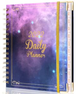 2022-2023 hardcover daily planner yearly monthly agenda planner strong twin-wire binding weekly organizer for college students women men to do list cute organizer planner, purple small