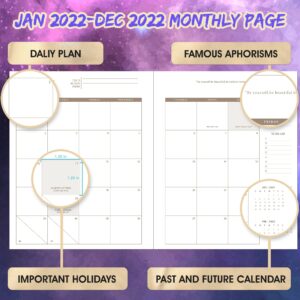 2022-2023 Hardcover Daily Planner Yearly Monthly Agenda Planner Strong Twin-Wire Binding Weekly Organizer for College Students Women Men to Do List Cute Organizer Planner, Purple Small