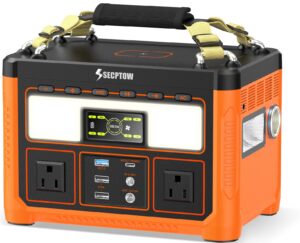 hsecptow 600w portable power station, 299wh battery backup w/ 2 x 600w (peak 1200w) ac outlets & 15w wireless charging, 9-ports outdoor generator, 65w usb-c, solar generator for emergencies camping rv