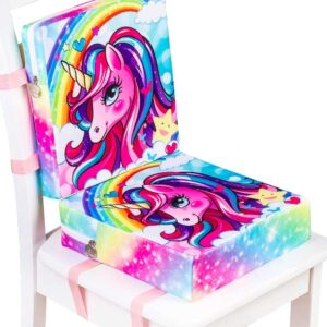 AGSDON 2 PCS Toddler Booster Seat for Dining Table, Portable Increasing Cushion for Girls - Unicorn