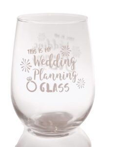 greenbriar this is my wedding planning glass with ring stemless wine glass - wedding planner, wedding glass, engaged gift, wedding planning gift, bride gift 17 oz. white