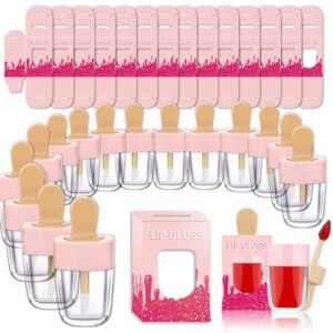 anzka 15 pack icecream lip gloss tube boxes packaging, pink lip gloss boxes for 2.68x1.62 inch ice cream shaped empty lipgloss tubes, pink ice cream lip gloss tube bottle packaging(not include