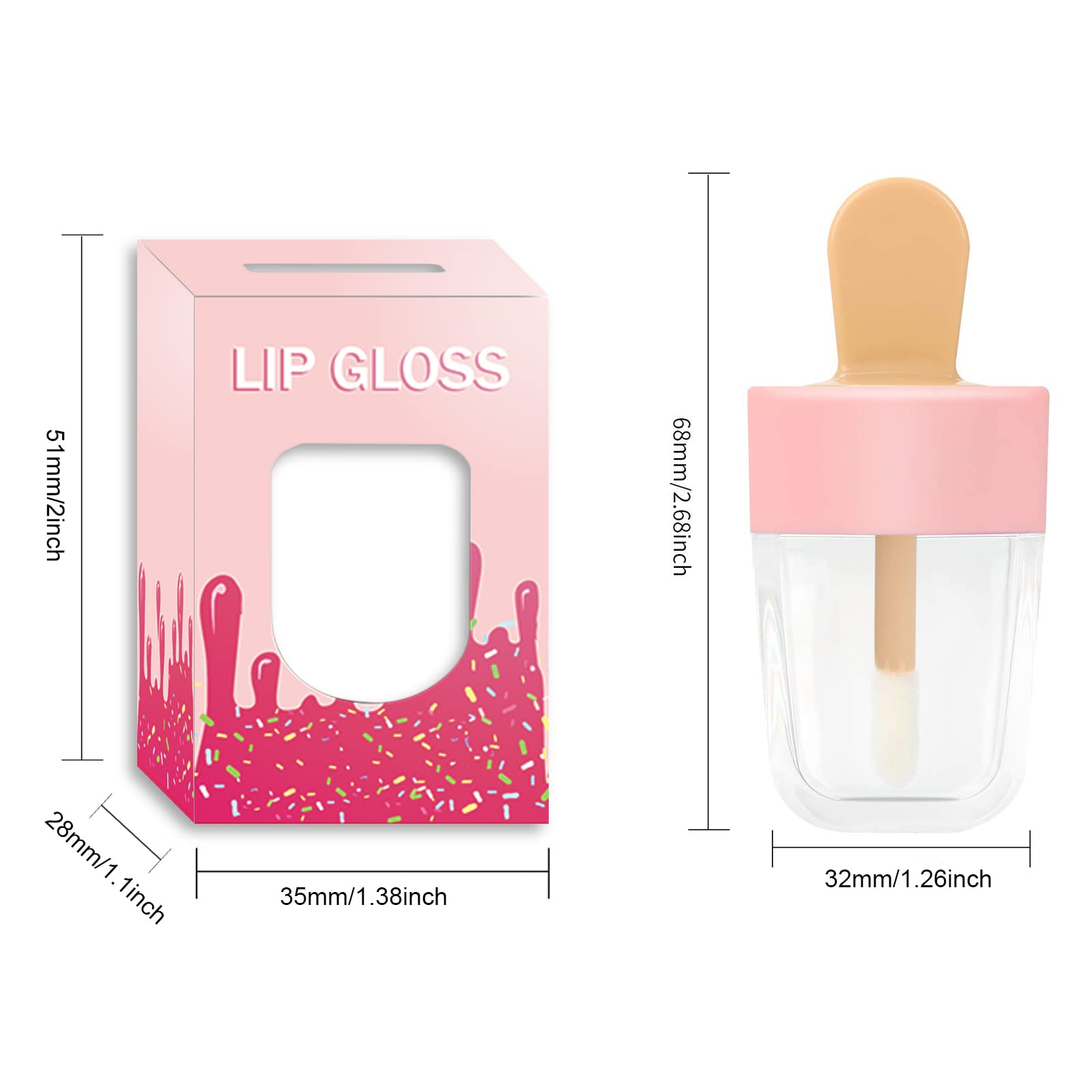 ANZKA 15 Pack Icecream Lip Gloss Tube Boxes Packaging, Pink Lip Gloss Boxes for 2.68x1.62 Inch Ice Cream Shaped Empty Lipgloss Tubes, Pink Ice Cream Lip Gloss Tube Bottle Packaging(Not include