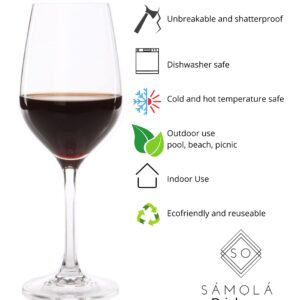 Samola Drinkware Unbreakable Shatterproof Wine glasses set of four indoor outdoor party picnic pool use acrylic BPA free | 12oz