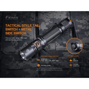 Fenix PD35 v3.0 Rechargeable Tactical Flashlight, 1700 Lumens EDC with Battery and LumenTac Organizer (Black)