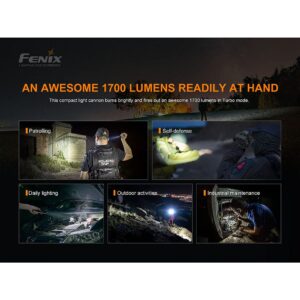 Fenix PD35 v3.0 Rechargeable Tactical Flashlight, 1700 Lumens EDC with Battery and LumenTac Organizer (Black)