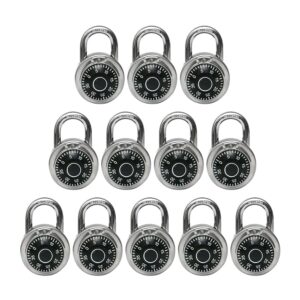 lanube lock standard dial combination lock, 2 in. wide, with different combinations, black turnplate, pack of 12; lock for school, employee, gym sports locker, case, toolbox, fence and so on