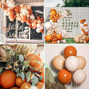 Burnt Orange Double-Stuffed Balloons 134Pcs Boho Balloon Garland Arch Kit, Terracotta Fall Balloons for Birthday Baby Shower Party Decoration