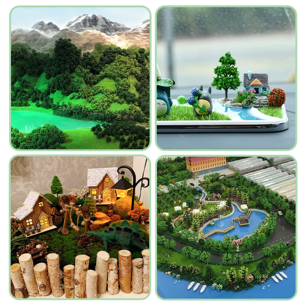 LUEYAO Mini Model Miniature Trees Mixed Train Scenery Architecture Trees Fake Trees for DIY Crafts Building Model Scenery Landscape Green 1.2-3.9 inch 20 PCS