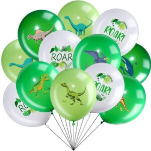 zomiboo 36 pcs dino balloons dinosaur latex balloons for birthday children party 12 inch green dinosaur balloons jurassic jungle themed decoration for kids boys birthday party baby shower supplies