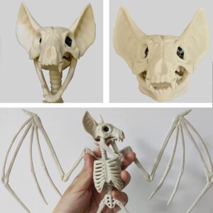 Halloween Animal Skeleton,Horrible Bat Skeleton Simulation Bat Model Vivid Bat Bone Movable Jaws for Halloween Decoration (2 Pack)