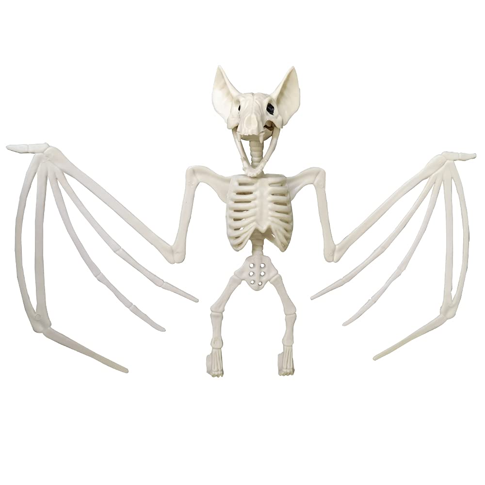 Halloween Animal Skeleton,Horrible Bat Skeleton Simulation Bat Model Vivid Bat Bone Movable Jaws for Halloween Decoration (2 Pack)