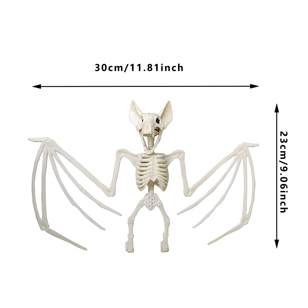 Halloween Animal Skeleton,Horrible Bat Skeleton Simulation Bat Model Vivid Bat Bone Movable Jaws for Halloween Decoration (2 Pack)