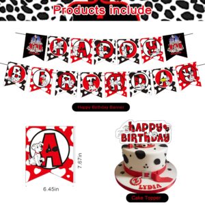 38 Pcs 101 Dalmatians Dogs Theme Birthday Party Decorations,Party Supply Set for Kids with 1 Happy Birthday Banner Garland , 13 Cupcake Toppers,6 Spiral ,18 Balloons for Party Decoration