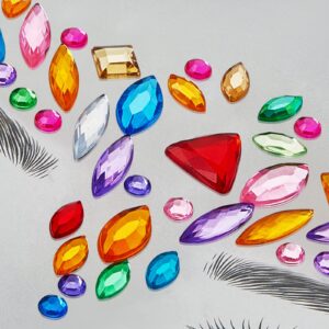 10 Sheets Face Gems Face Rhinestones Mermaid Jewels Rave Eyes Face Body Temporary Tattoos Stickers Glitter Crystal Tears Gem Stones Stickers for Festival Party (Rainbow Style)