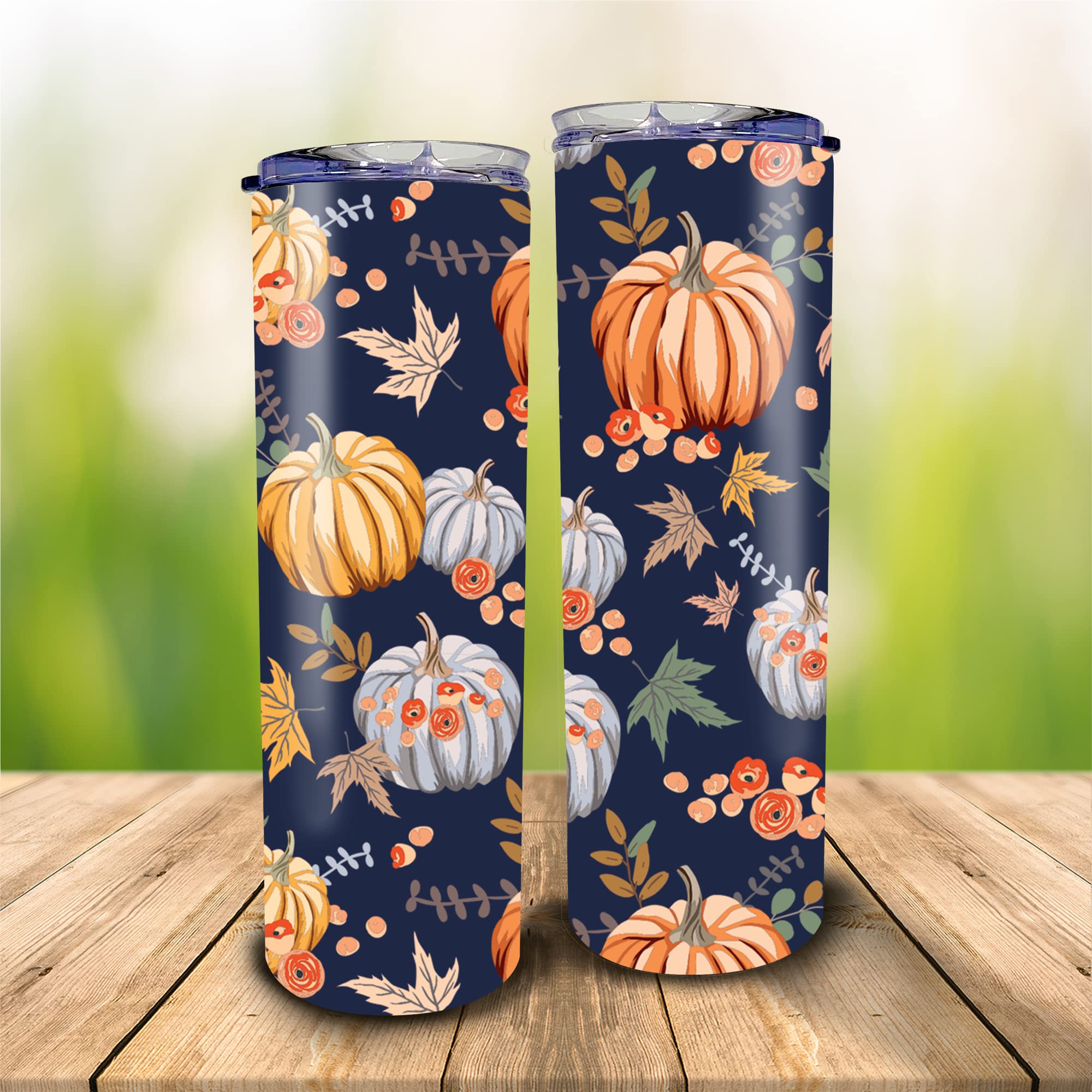 FALO 20 Oz Stainless Steel Pumpkin Tumbler Festival Pumpkin Fall Lover Tumbler Gift For Women For Mom