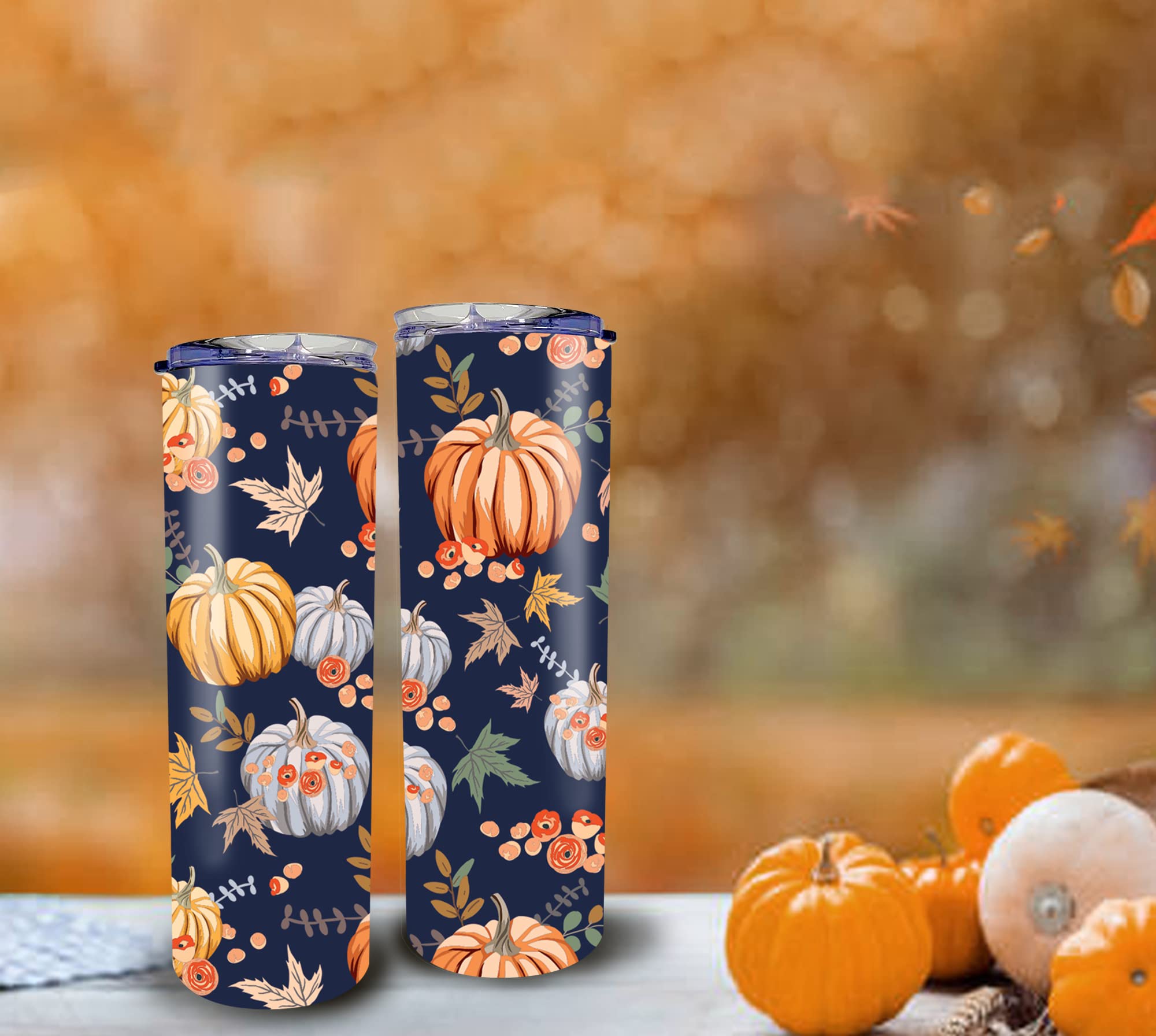 FALO 20 Oz Stainless Steel Pumpkin Tumbler Festival Pumpkin Fall Lover Tumbler Gift For Women For Mom