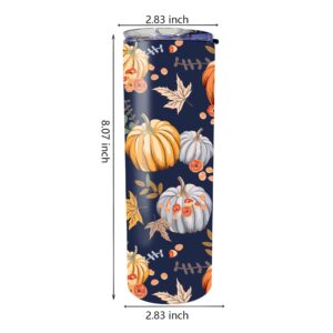 FALO 20 Oz Stainless Steel Pumpkin Tumbler Festival Pumpkin Fall Lover Tumbler Gift For Women For Mom