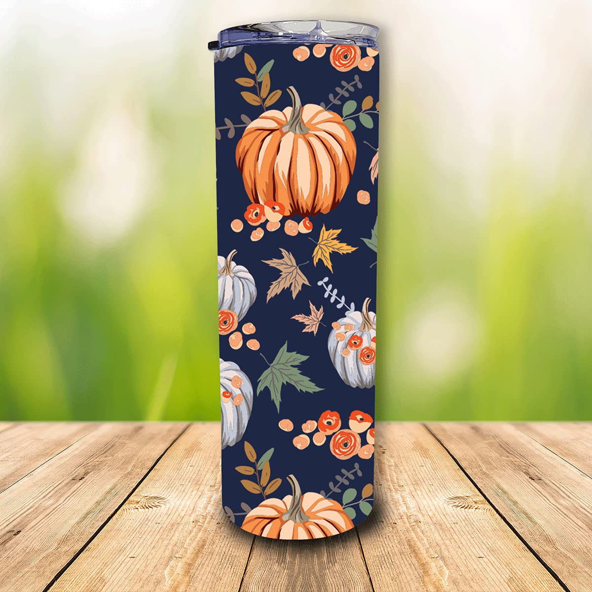 FALO 20 Oz Stainless Steel Pumpkin Tumbler Festival Pumpkin Fall Lover Tumbler Gift For Women For Mom