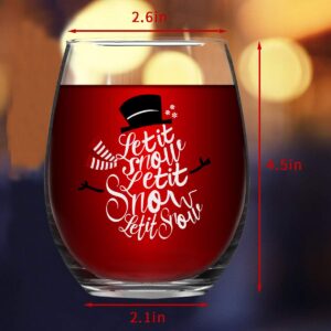 Futtumy Merry Christmas Stemless Wine Glass Set of 4, Funny Christmas Wine Glass for Friend Family Women Men Coworker, Wonderful Gift Idea for Christmas New Year, 15oz