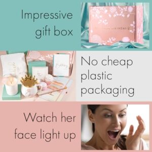 Luxe England Gifts Happy Birthday Box for Women – Luxury Gift Baskets for Her Birthday Designed in Britain – High-end Unique Birthday Gifts for Women Best Friend, Sister, Daughter, Mom