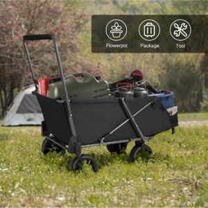 REDCAMP Folding Dog Wagon Cart with Extendable Rear End Heavy Duty, 220L Large Collapsible Utility Pet Wagon Garden Cart with Brakes for Sand Camping Sports Shopping