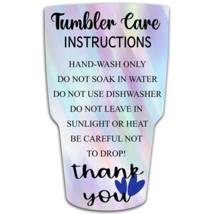 muzruyou tumbler care instructions, tumbler care cards,tumbler care and cleaning cards, cup care instructions(50 pack)