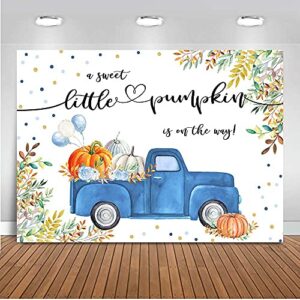 mocsicka pumpkin backdrop for boy baby shower 7x5ft blue truck a sweet little pumpkin is on the way photo backdrops autumn fall baby shower party decorations banner
