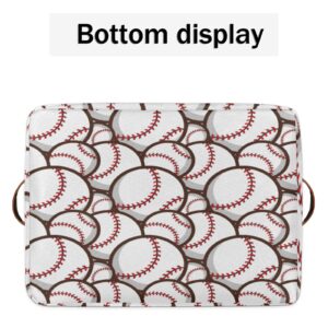 Sport Baseball Storage Basket Bins, Abstract Softball Large Foldable Storage Baskets Fabric Organizer Storage Cubes Box with Handles Collapsible Basket for Shelf Closet Nursery Home Office