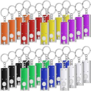 32 pieces powerful led keychain lights, assorted colors keychain flashlight, bright key ring flashlight, portable key chain flash light for emergency camping outdoor activity equipment party