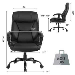 POWERSTONE Big and Tall Office Chair 500lbs PU Leather Ergonomic Massage Office Chairs Wide Seat High Back Adjustable Computer Chair Large Executive Chair Swivel Rolling Chair