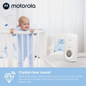 Motorola AM24 Audio Baby Monitor with LCD Screen - 1000ft Range, Secure & Private Connection, Two-Way Talk, Room Temperature Sensor, Portable Parent Unit (Built-in Rechargeable Battery)