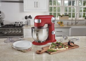 cuisinart sm-50r 5.5-quart stand mixer, ruby red (renewed)