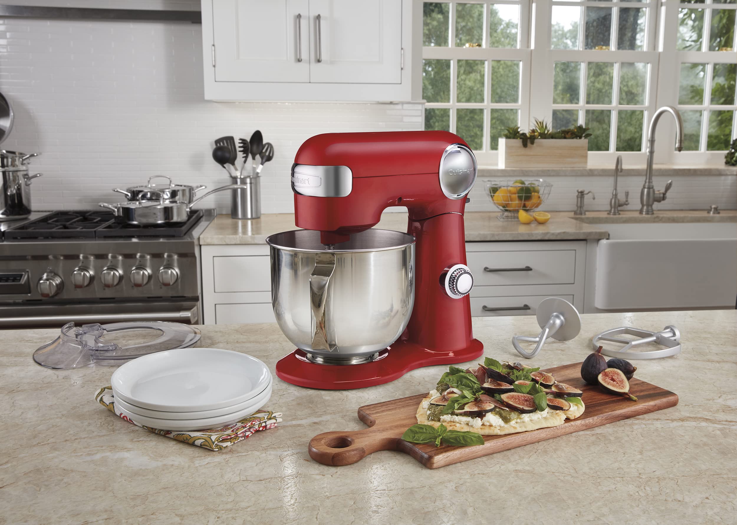 Cuisinart SM-50R 5.5-Quart Stand Mixer, Ruby Red (Renewed)