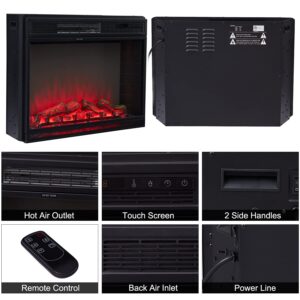 kinbor 28 Inch Electric Fireplace, in Wall Recessed Fireplace Heater with Remote Control, Touch Screen, 1500/750W, Adjustable 3 Flame Colors